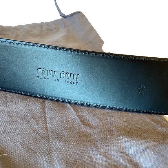 Miu Miu black leather wide belt, 75cm/30in main image 4